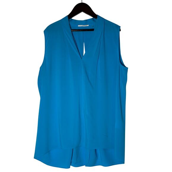 Tahari Tunic Blouse Womens 2XL Teal Blue Flowy Sleeveless Resort Casual Summer - Picture 1 of 5